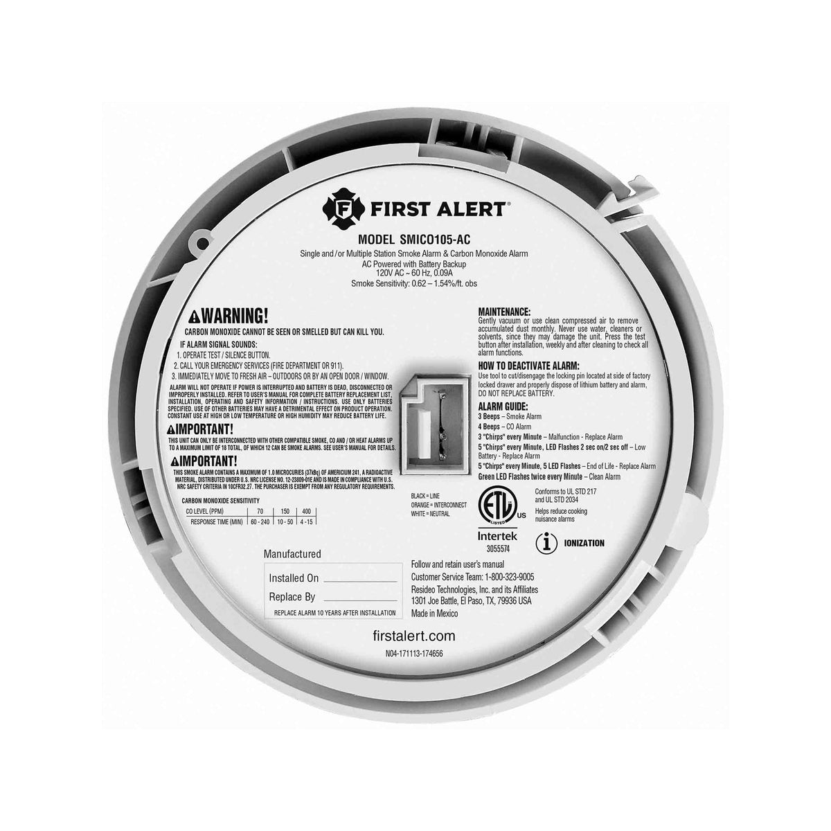 Interconnect Hardwire 2-in-1 Smoke & CO Alarm With 10-Year Battery Backup